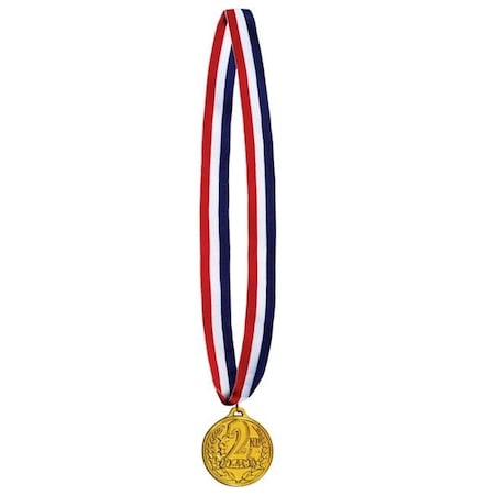 Beistle 53566 2 In. 2nd Place Medal With 30 In. Ribbon - Pack Of 12